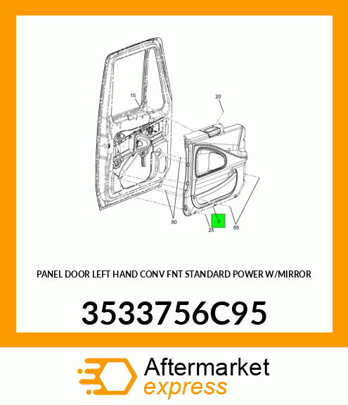 PANEL DOOR LEFT HAND CONV FNT STANDARD POWER W/MIRROR 3533756C95