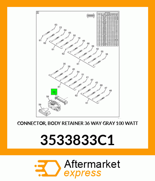 CONNECTOR, BODY RETAINER 36 WAY GRAY 100 WATT 3533833C1