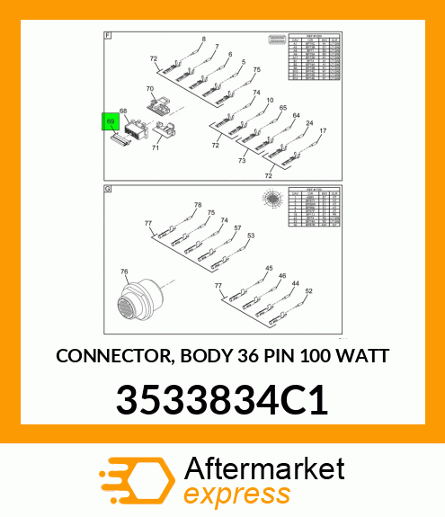 CONNECTOR, BODY 36 PIN 100 WATT 3533834C1