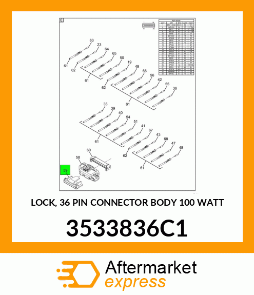 LOCK, 36 PIN CONNECTOR BODY 100 WATT 3533836C1