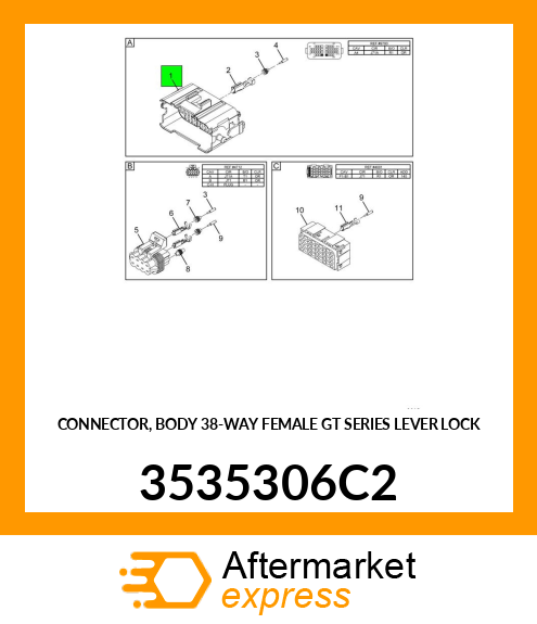 CONNECTOR, BODY 38-WAY FEMALE GT SERIES LEVER LOCK 3535306C2