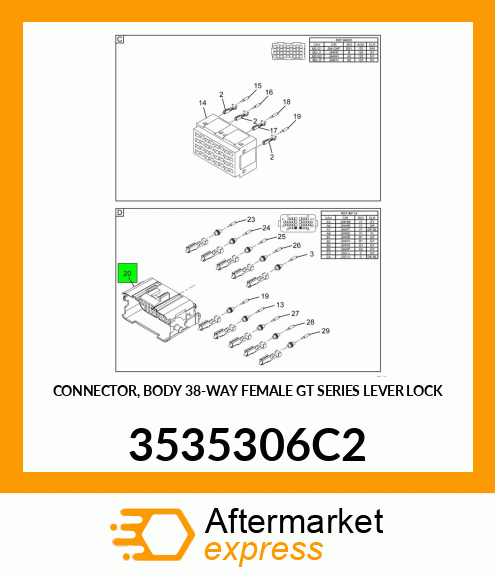 CONNECTOR, BODY 38-WAY FEMALE GT SERIES LEVER LOCK 3535306C2