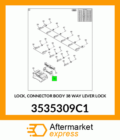 LOCK, CONNECTOR BODY 38 WAY LEVER LOCK 3535309C1