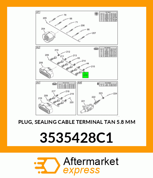 PLUG, SEALING CABLE TERMINAL TAN 5.8 MM 3535428C1