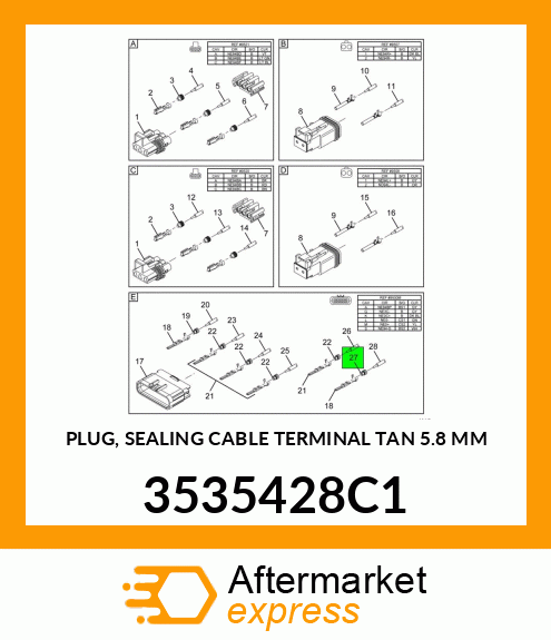 PLUG, SEALING CABLE TERMINAL TAN 5.8 MM 3535428C1