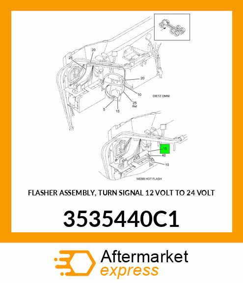 FLASHER ASSEMBLY, TURN SIGNAL 12 VOLT TO 24 VOLT 3535440C1