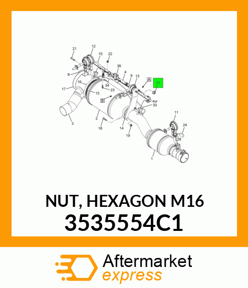 NUT, HEXAGON M16 3535554C1