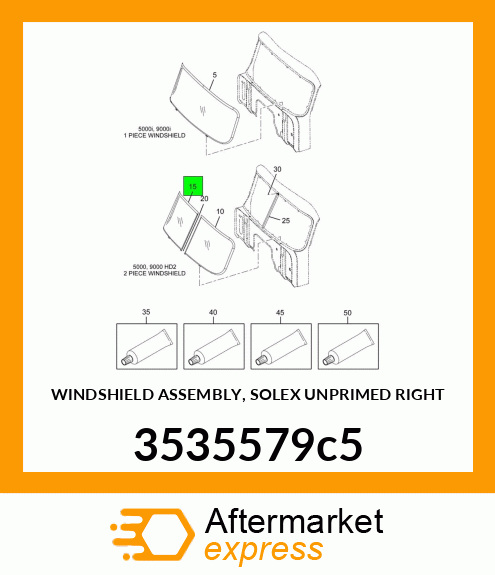 WINDSHIELD ASSEMBLY, SOLEX UNPRIMED RIGHT 3535579c5