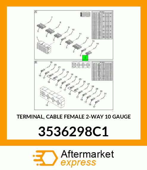 TERMINAL, CABLE FEMALE 2-WAY 10 GAUGE 3536298C1