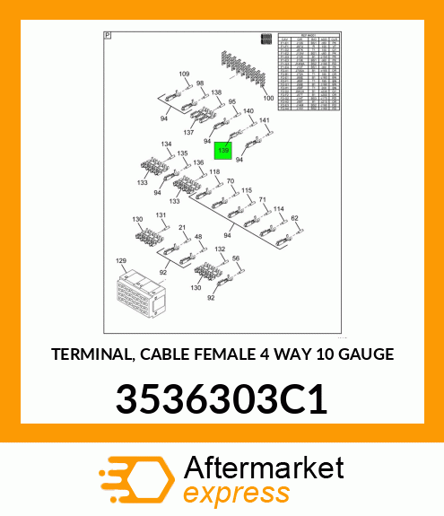 TERMINAL, CABLE FEMALE 4 WAY 10 GAUGE 3536303C1