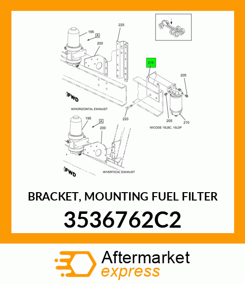 BRACKET, MOUNTING FUEL FILTER 3536762C2