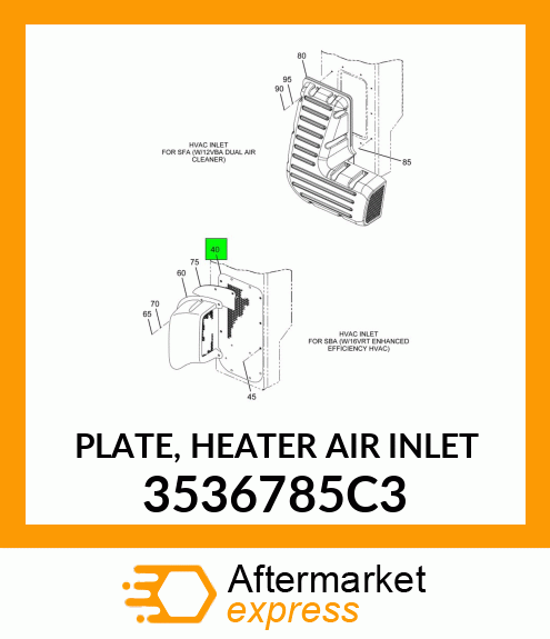 PLATE, HEATER AIR INLET 3536785C3