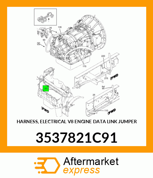 HARNESS, ELECTRICAL V8 ENGINE DATA LINK JUMPER 3537821C91