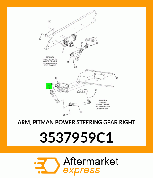 ARM, PITMAN POWER STEERING GEAR RIGHT 3537959C1