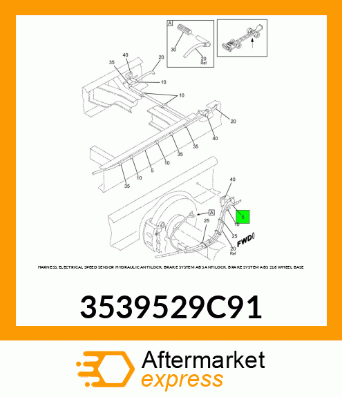 HARNESS, ELECTRICAL SPEED SENSOR HYDRAULIC ANTILOCK BRAKE SYSTEM ABS ANTILOCK BRAKE SYSTEM ABS 218" WHEEL BASE 3539529C91