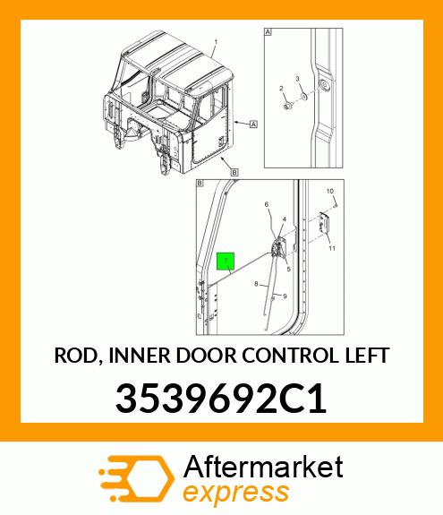 ROD, INNER DOOR CONTROL LEFT 3539692C1