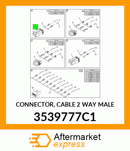 CONNECTOR, CABLE 2 WAY MALE 3539777C1