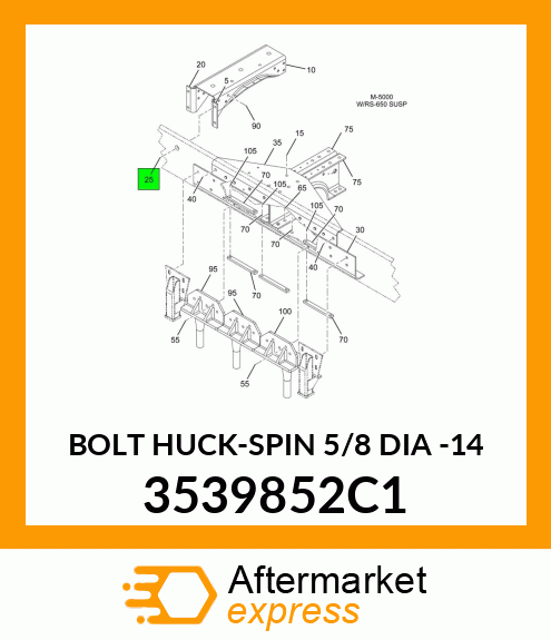 BOLT HUCK-SPIN 5/8 DIA -14 3539852C1