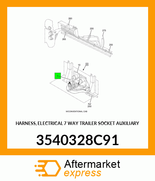 HARNESS, ELECTRICAL 7 WAY TRAILER SOCKET AUXILIARY 3540328C91