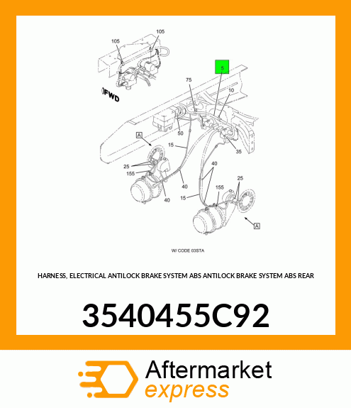 HARNESS, ELECTRICAL ANTILOCK BRAKE SYSTEM ABS ANTILOCK BRAKE SYSTEM ABS REAR 3540455C92