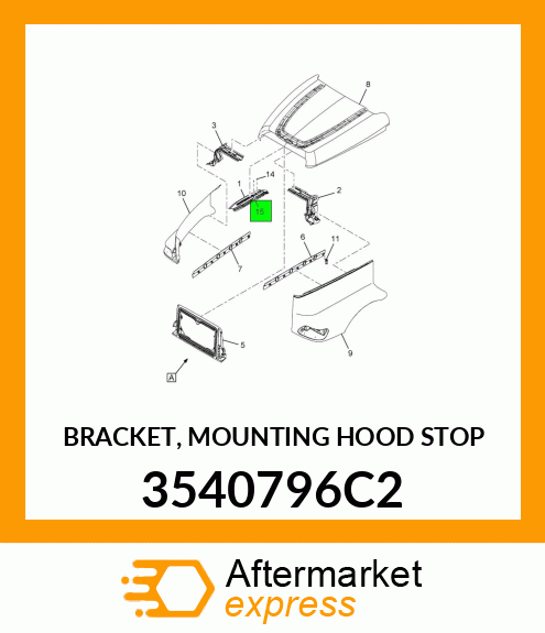 BRACKET, MOUNTING HOOD STOP 3540796C2