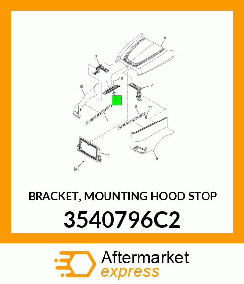 BRACKET, MOUNTING HOOD STOP 3540796C2