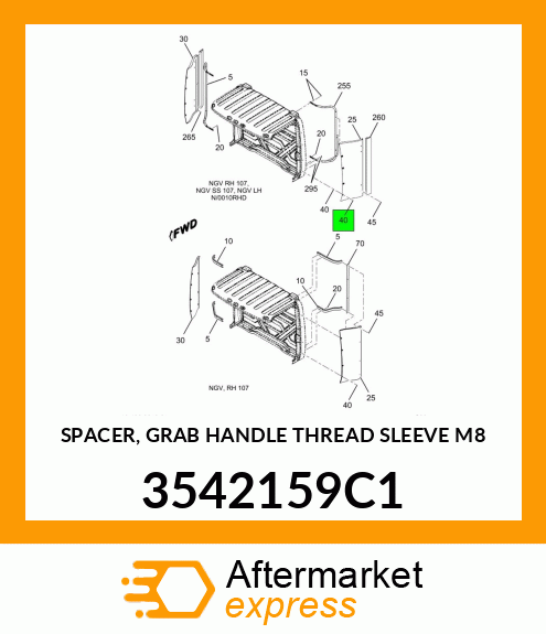 SPACER, GRAB HANDLE THREAD SLEEVE M8 3542159C1