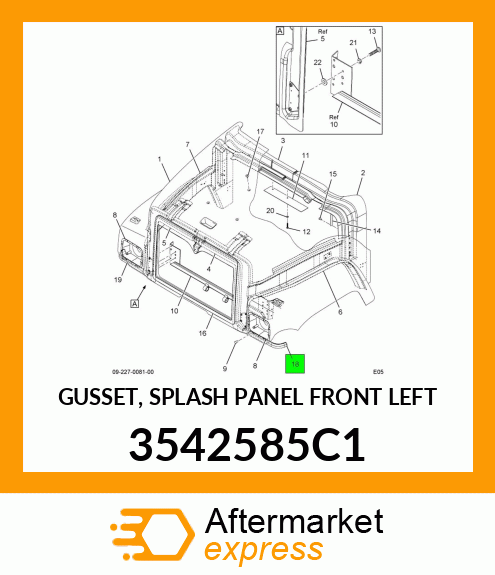 GUSSET, SPLASH PANEL FRONT LEFT 3542585C1