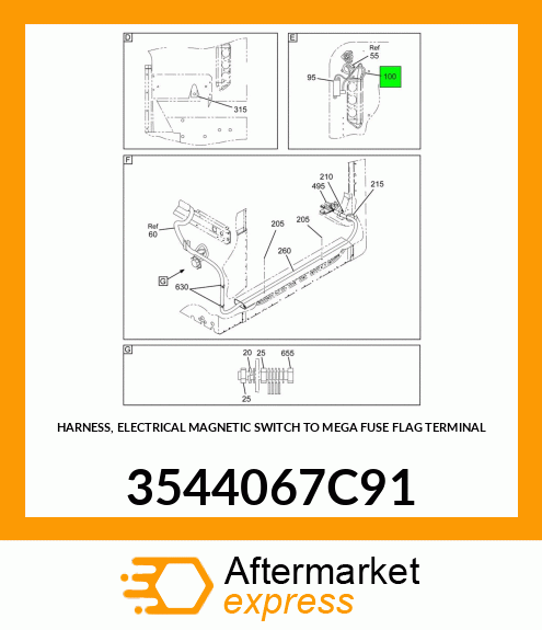 HARNESS, ELECTRICAL MAGNETIC SWITCH TO MEGA FUSE FLAG TERMINAL 3544067C91