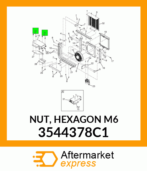 NUT, HEXAGON M6 3544378C1
