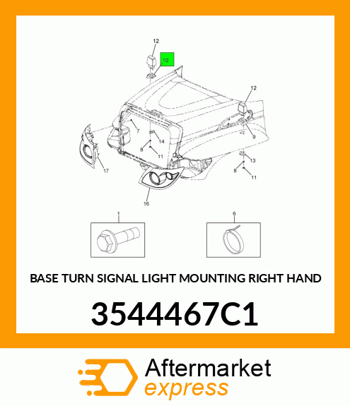 BASE TURN SIGNAL LIGHT MOUNTING RIGHT HAND 3544467C1