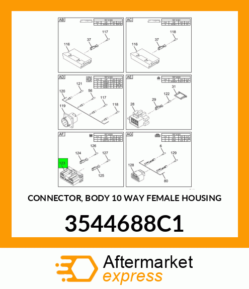 CONNECTOR, BODY 10 WAY FEMALE HOUSING 3544688C1