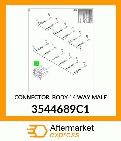 CONNECTOR, BODY 14 WAY MALE 3544689C1