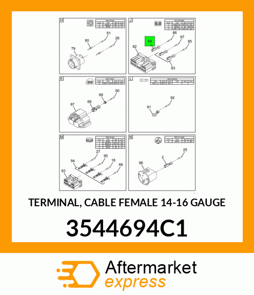 TERMINAL, CABLE FEMALE 14-16 GAUGE 3544694C1