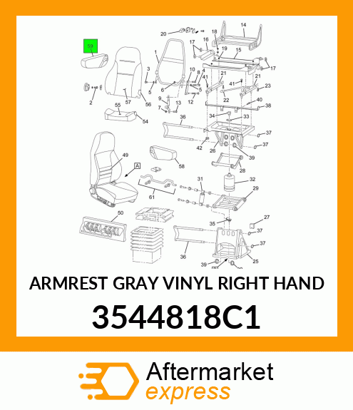 ARMREST GRAY VINYL RIGHT HAND 3544818C1