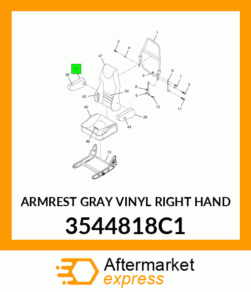 ARMREST GRAY VINYL RIGHT HAND 3544818C1