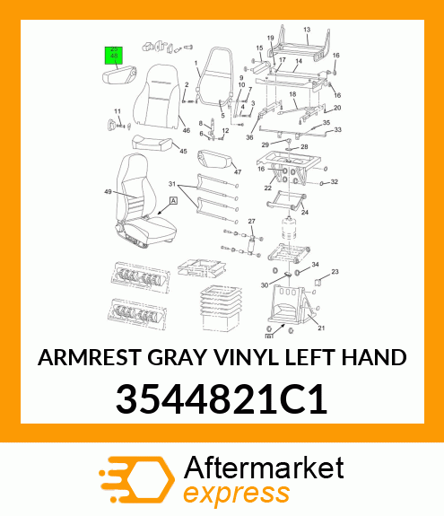 ARMREST GRAY VINYL LEFT HAND 3544821C1