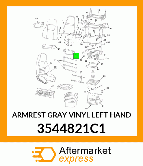 ARMREST GRAY VINYL LEFT HAND 3544821C1