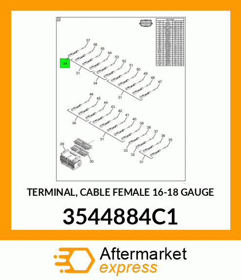 TERMINAL, CABLE FEMALE 16-18 GAUGE 3544884C1