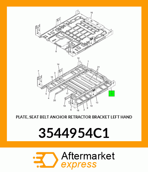 PLATE, SEAT BELT ANCHOR RETRACTOR BRACKET LEFT HAND 3544954C1