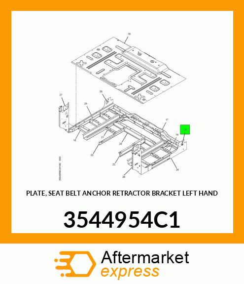 PLATE, SEAT BELT ANCHOR RETRACTOR BRACKET LEFT HAND 3544954C1