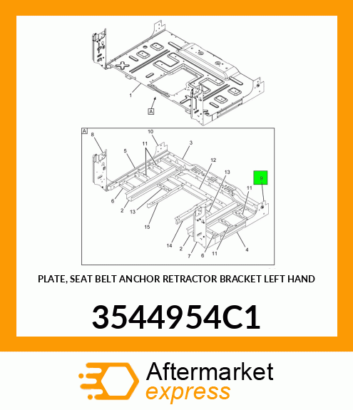 PLATE, SEAT BELT ANCHOR RETRACTOR BRACKET LEFT HAND 3544954C1