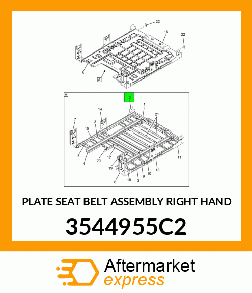 PLATE SEAT BELT ASSEMBLY RIGHT HAND 3544955C2