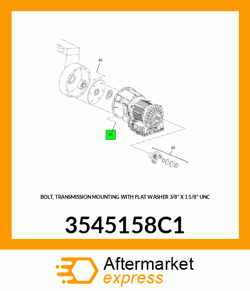 BOLT, TRANSMISSION MOUNTING WITH FLAT WASHER 3/8" X 1 5/8" UNC 3545158C1