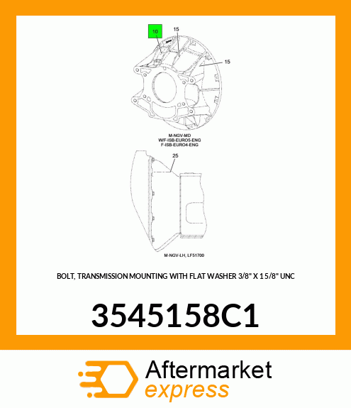BOLT, TRANSMISSION MOUNTING WITH FLAT WASHER 3/8" X 1 5/8" UNC 3545158C1