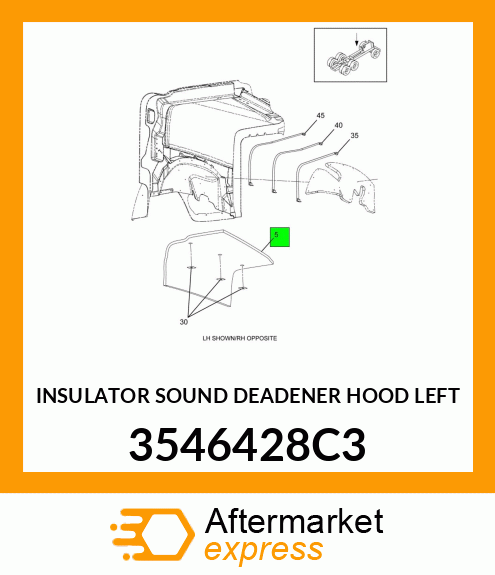 INSULATOR SOUND DEADENER HOOD LEFT 3546428C3