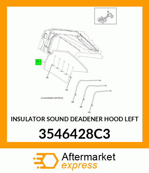 INSULATOR SOUND DEADENER HOOD LEFT 3546428C3