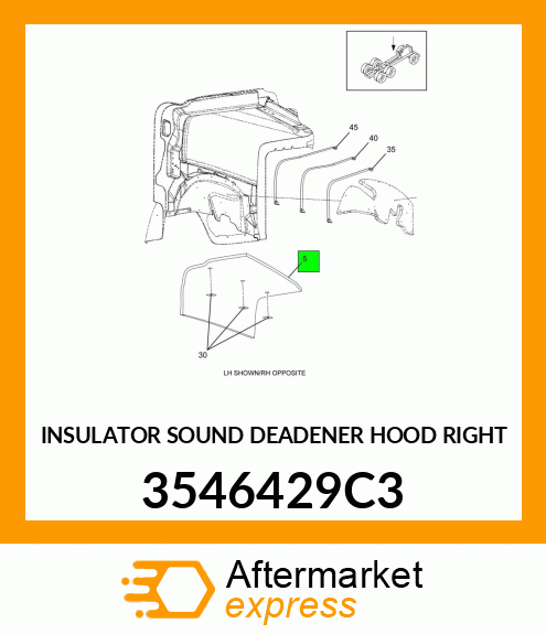 INSULATOR SOUND DEADENER HOOD RIGHT 3546429C3