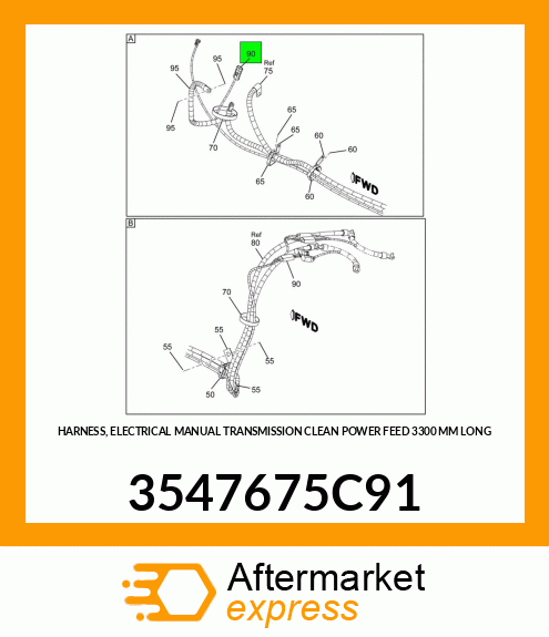 HARNESS, ELECTRICAL MANUAL TRANSMISSION CLEAN POWER FEED 3300 MM LONG 3547675C91