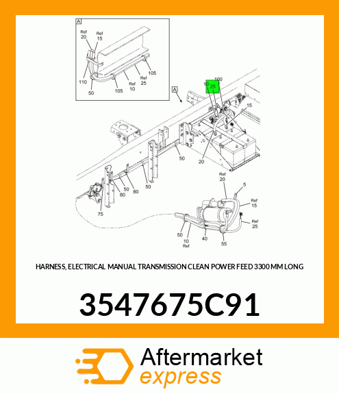 HARNESS, ELECTRICAL MANUAL TRANSMISSION CLEAN POWER FEED 3300 MM LONG 3547675C91